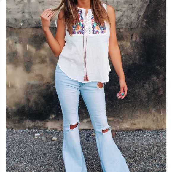 Hayden Los Angeles Embroidered Tieneck Peasant Top Size S - Picture 8 of 12